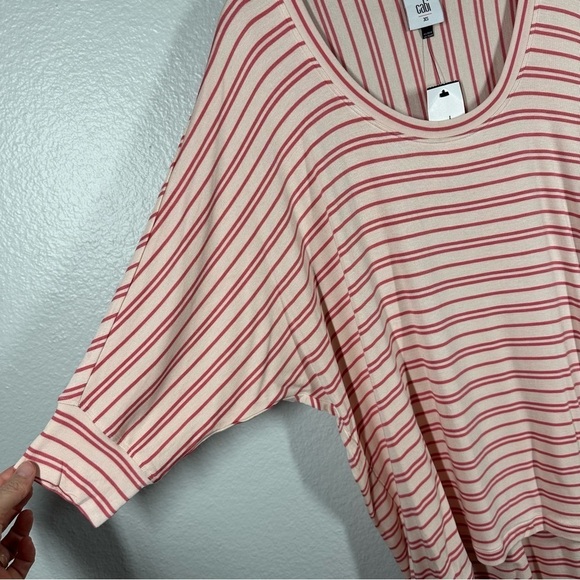 NEW Cabi Tickled Tee Shirt Top Women's XS Pink Striped Dolman Sleeve Jersey Knit - Picture 4 of 8
